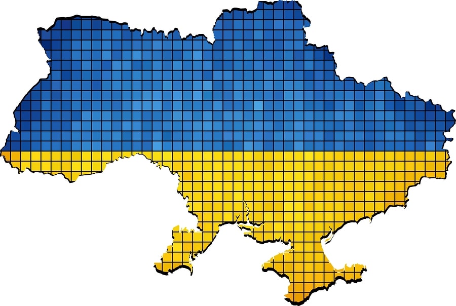 Украина карта с флагом